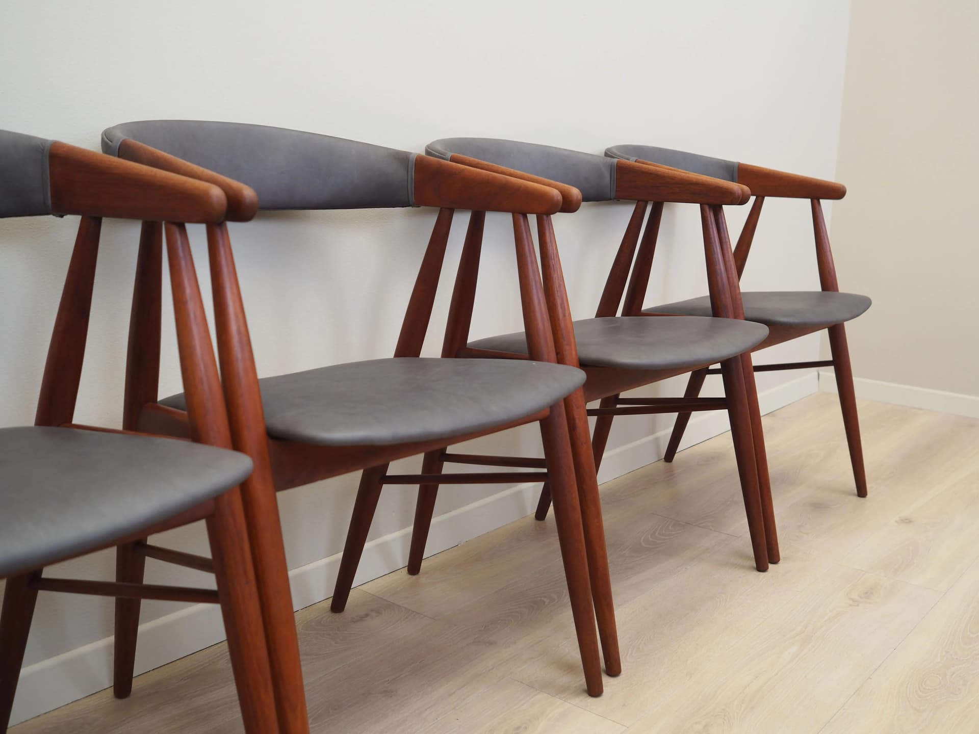 Set of four chairs, teak grey, by E. Larsen & A. B. Madsen, Denmark, 1960s. - 31468