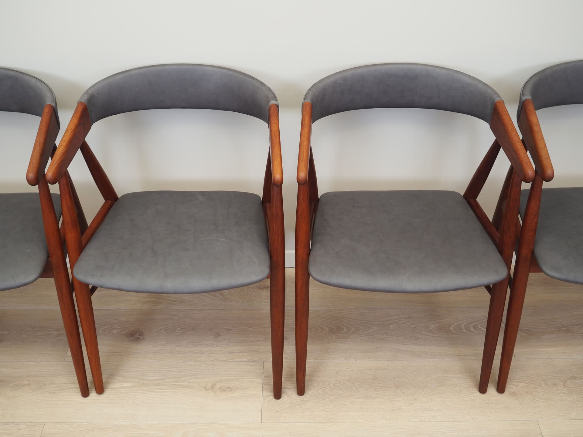 Set of four chairs, teak grey, by E. Larsen & A. B. Madsen, Denmark, 1960s. - 64276