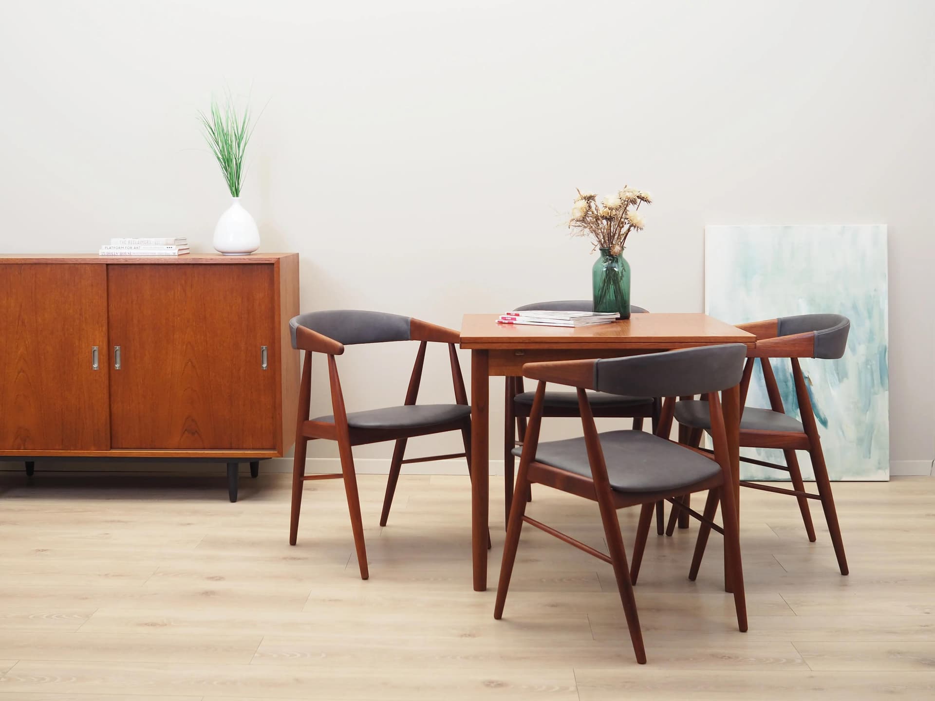 Set of four chairs, teak grey, by E. Larsen & A. B. Madsen, Denmark, 1960s. - 31462