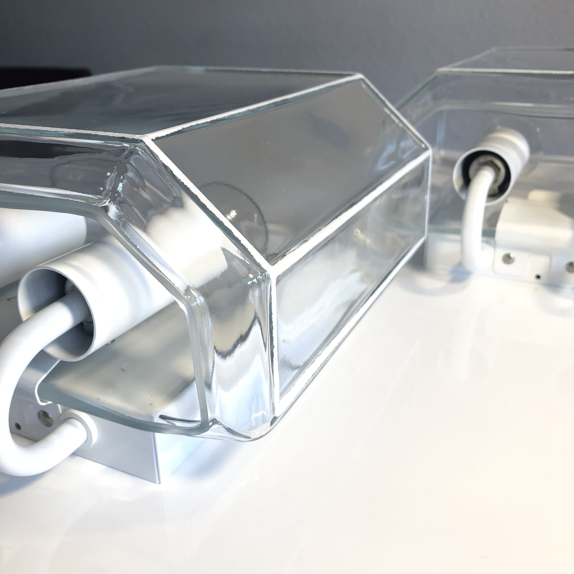 Komplet trzech kinkietów, transparent szkło, Limburg, Niemcy, lata 80. - 31317