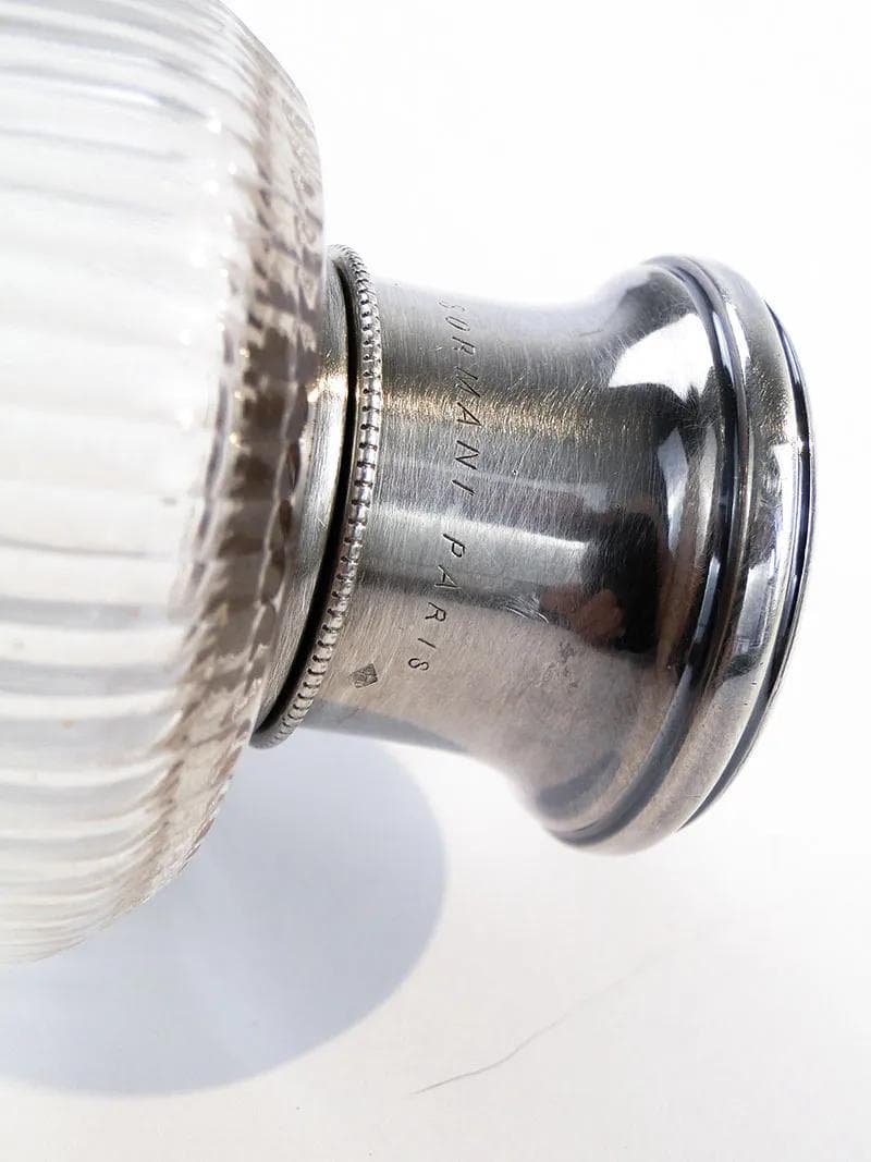 Flakon na perfumy, szkło kryształowe transparentne, srebro, Sormani Paris, Francja, początek XX w. - 31397