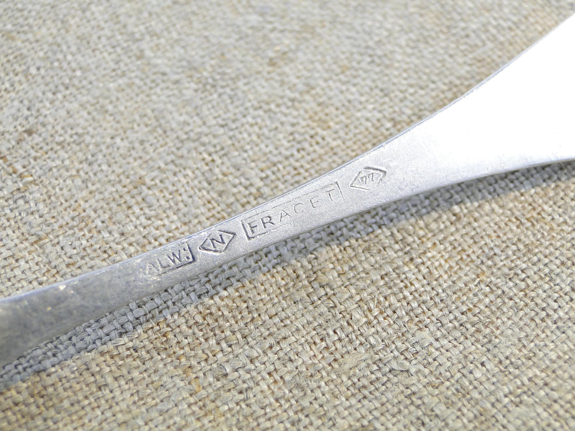 Łyżeczka do soli, secesja, mosiądz srebrzony srebrny, Fraget, Polska, XIX w. - 31373