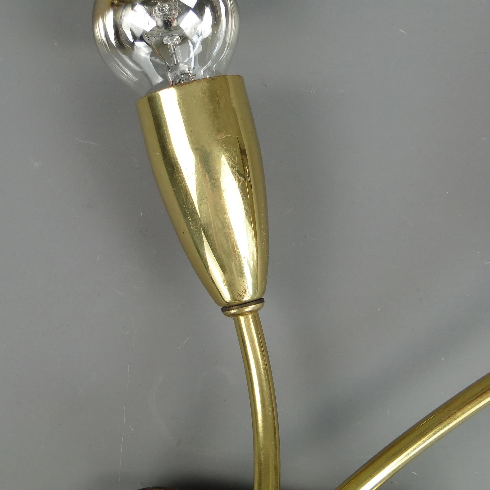 Wall Lamp Pop Art, golden, brass, wood, Germany, 1950s - 31580