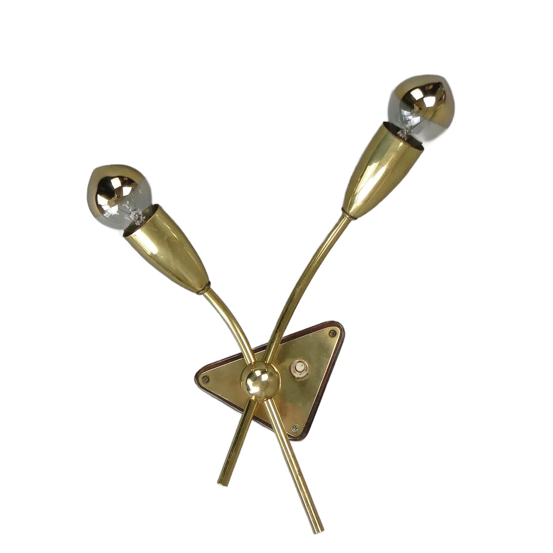 Wall Lamp Pop Art, golden, brass, wood, Germany, 1950s