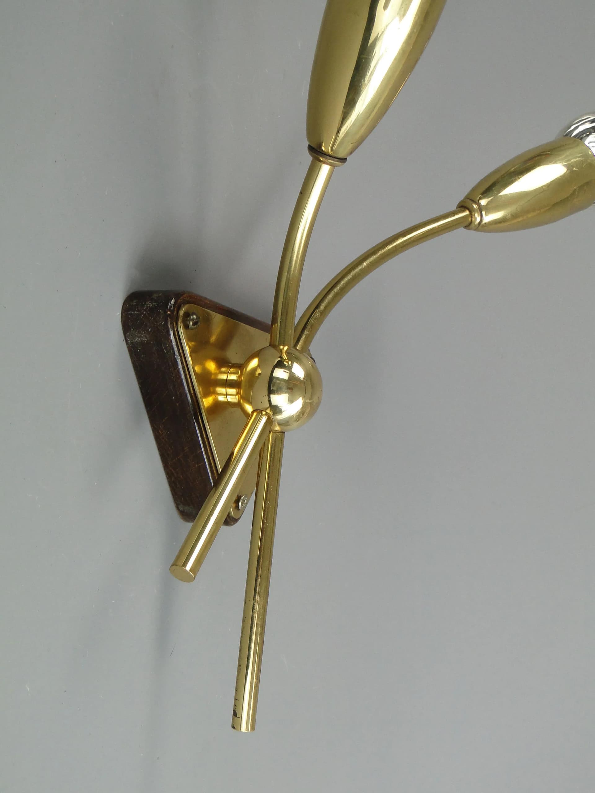 Wall Lamp Pop Art, golden, brass, wood, Germany, 1950s - 31586