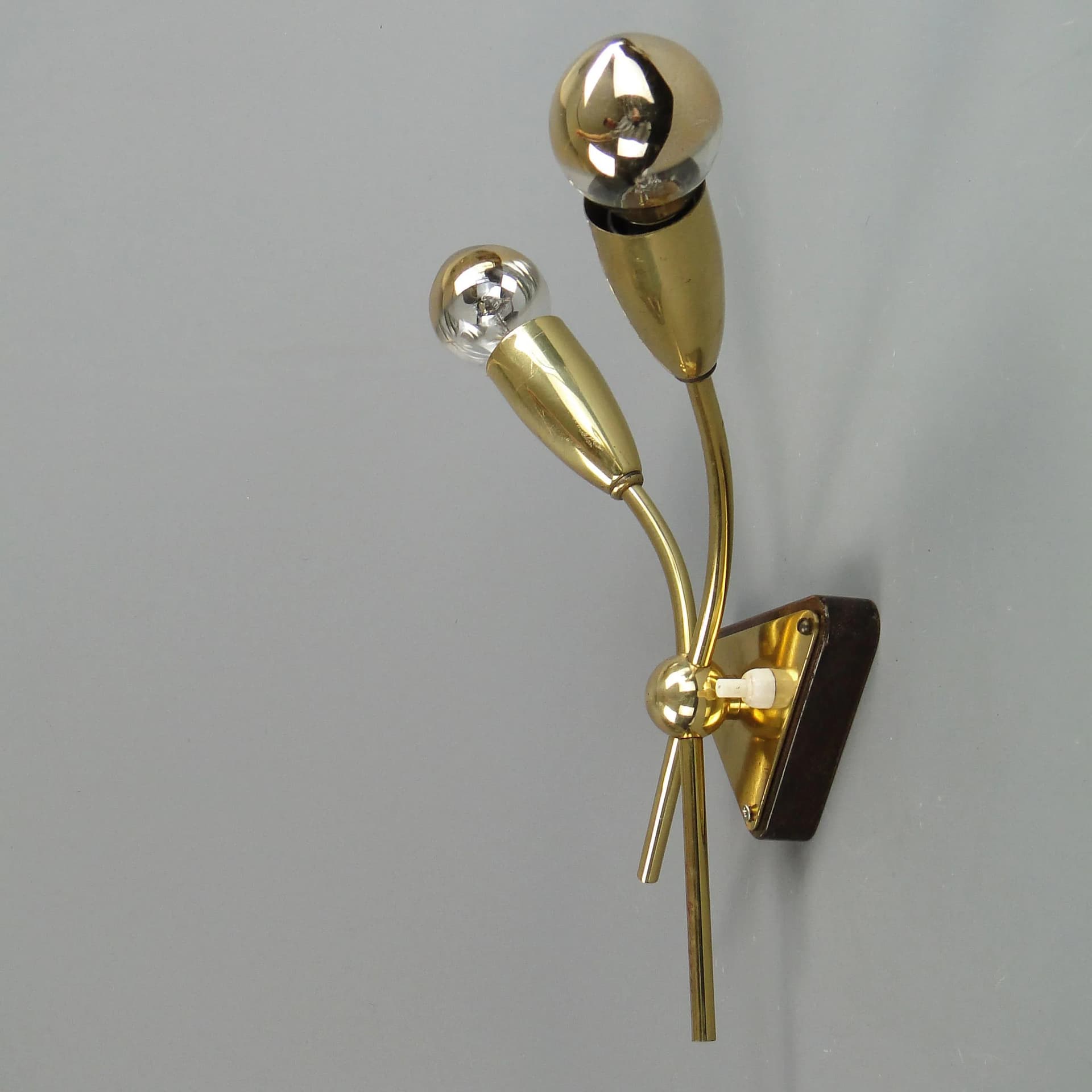 Wall Lamp Pop Art, golden, brass, wood, Germany, 1950s - 31587