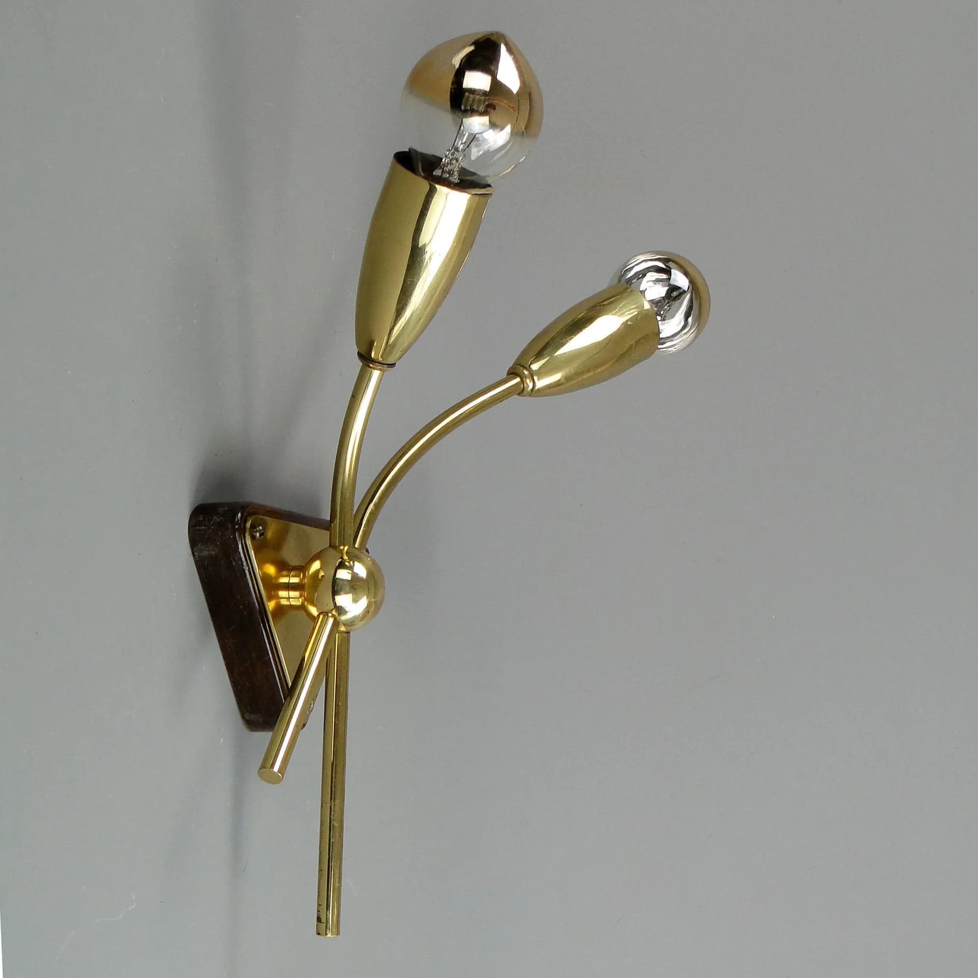 Wall Lamp Pop Art, golden, brass, wood, Germany, 1950s - 31585