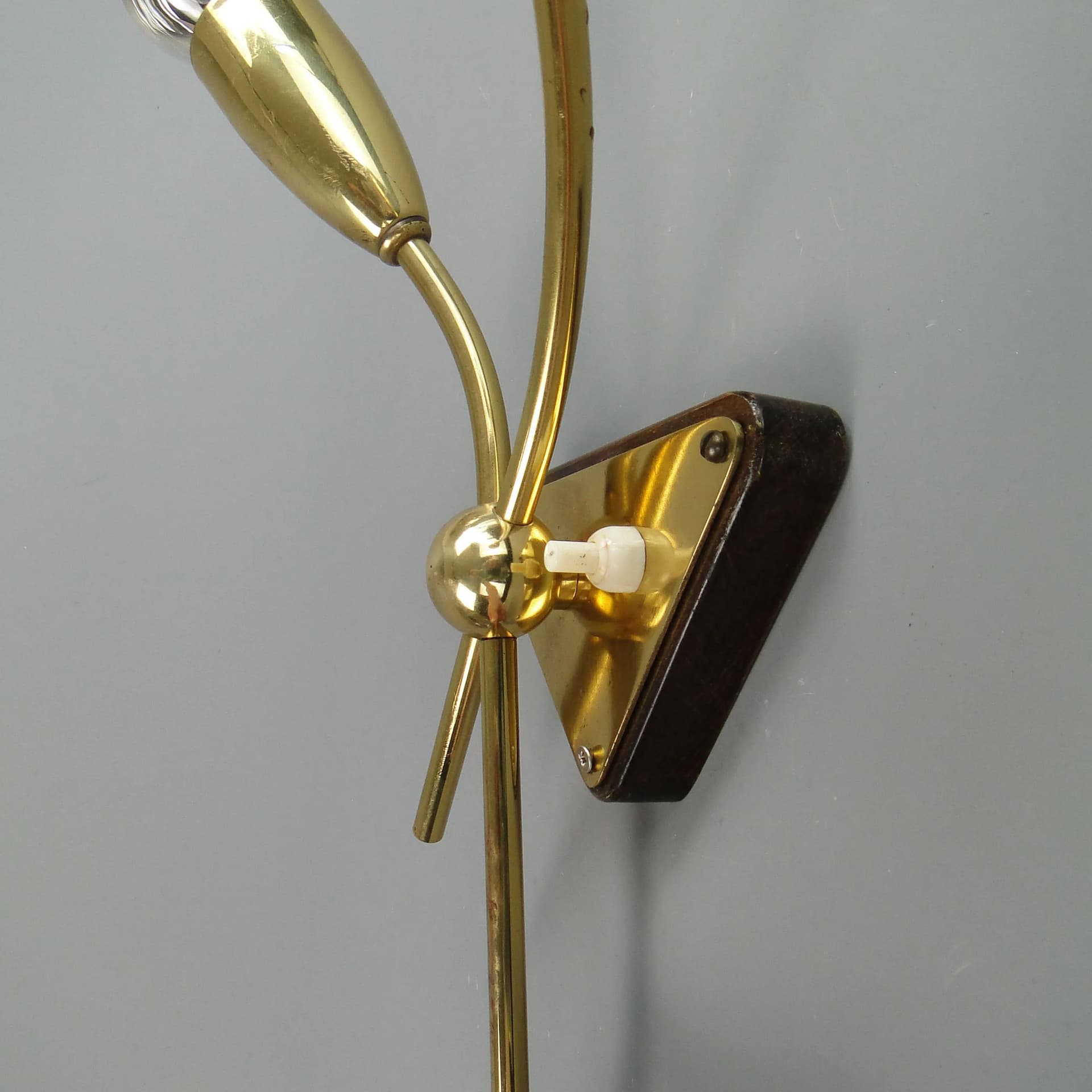Wall Lamp Pop Art, golden, brass, wood, Germany, 1950s - 31583