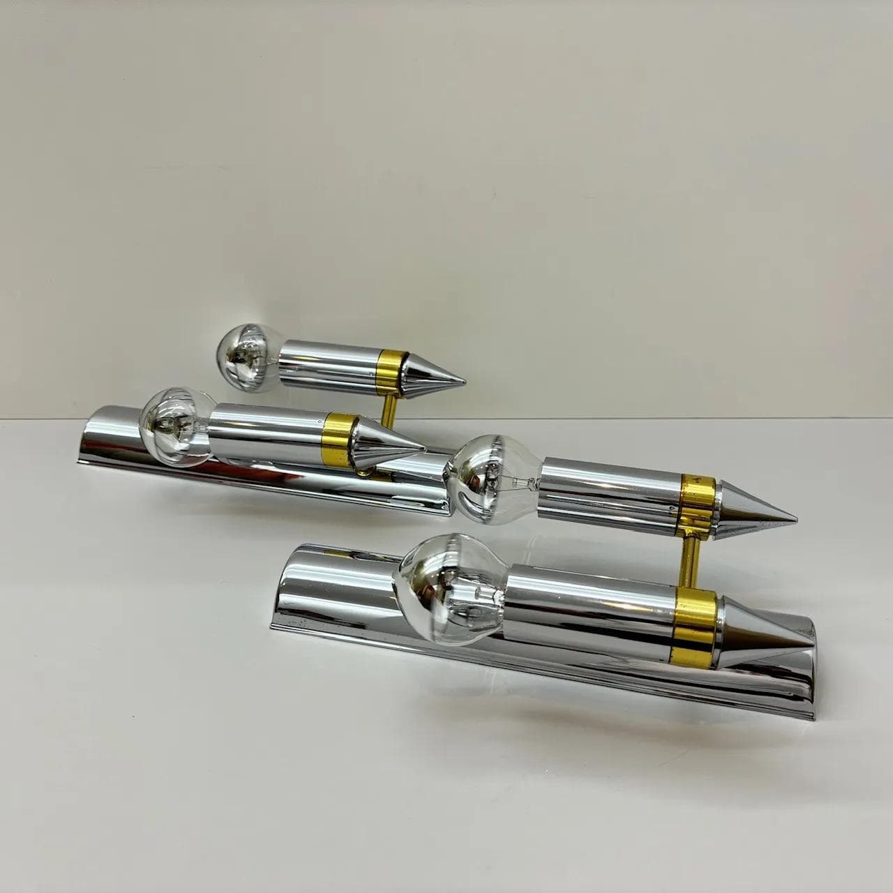 Para kinkietów Art Deco, metal srebrny, TZ Schmitz Leuchten, Niemcy, lata 70. - 31504