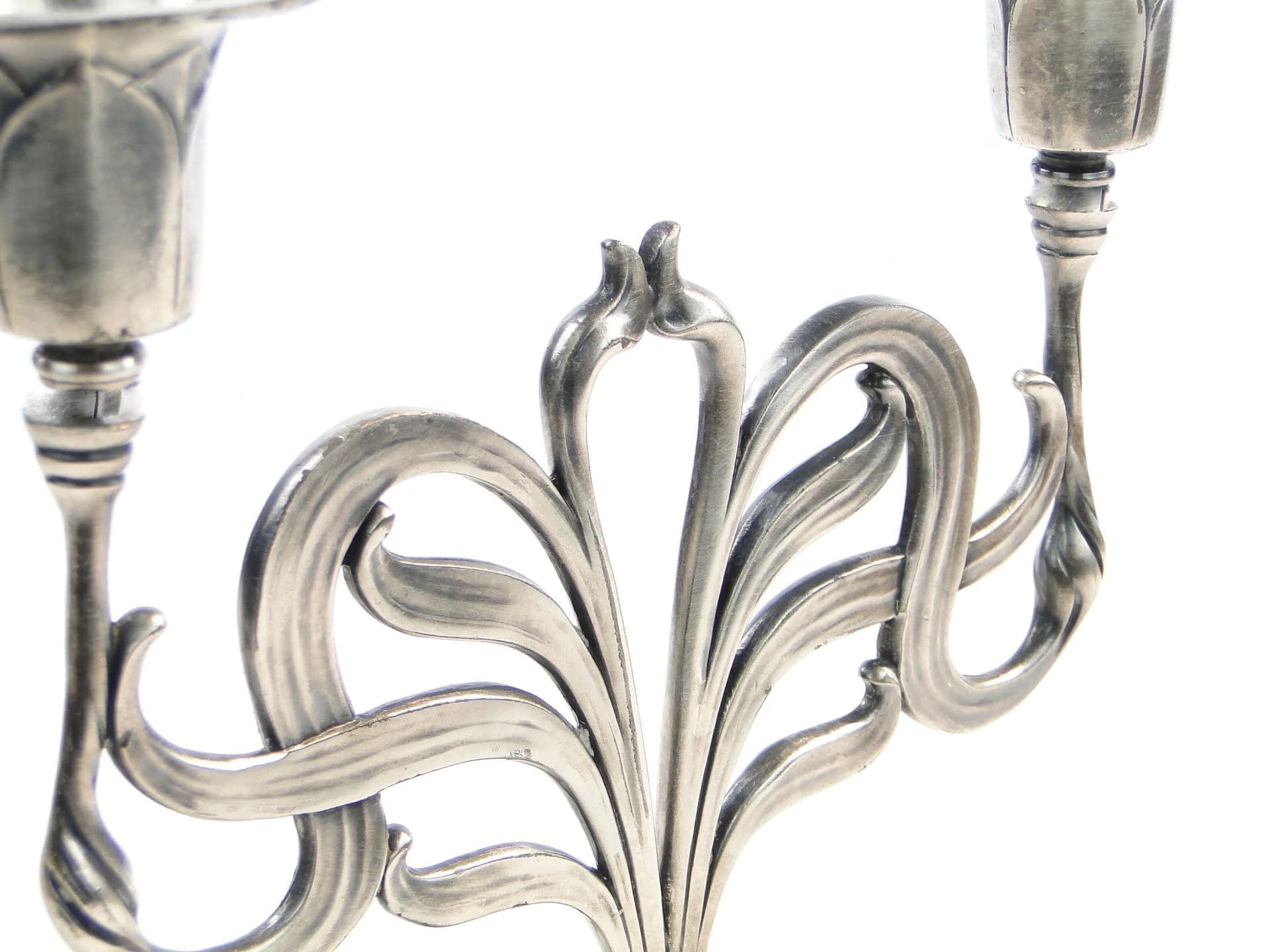 Kandelabr secesyjny, srebrny cyna platerowana, Orivit, Niemcy, początek XX w. - 31553