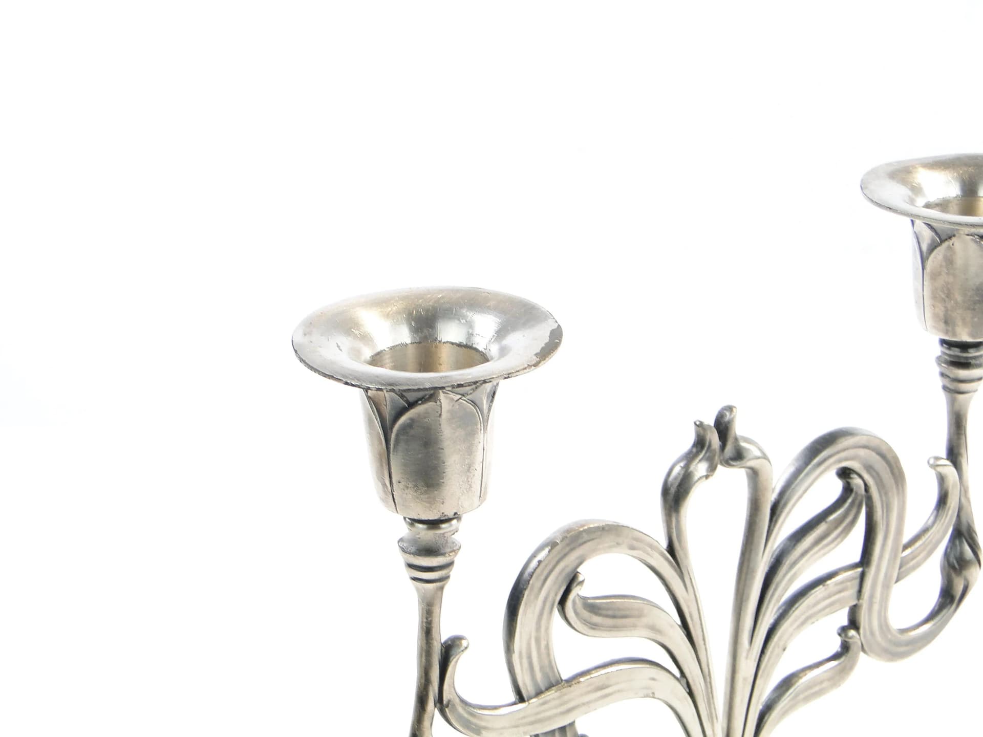 Kandelabr secesyjny, srebrny cyna platerowana, Orivit, Niemcy, początek XX w. - 31552