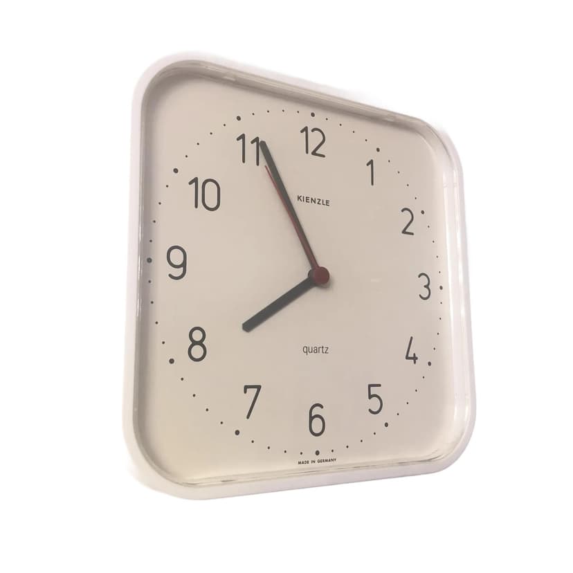 Zegar ścienny, ivory white, plastik, Kienzle, Niemcy, lata 80.