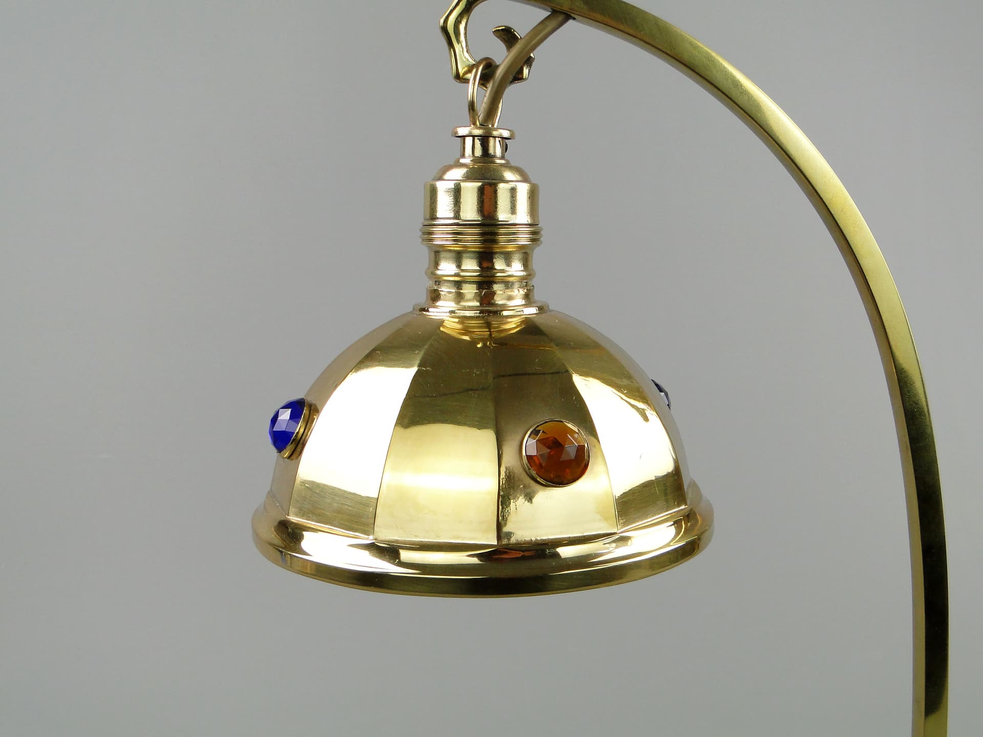 Lampa biurkowa, Art Nouveau, mosiądz złocisty, Szwecja, początek XX w. - 3743