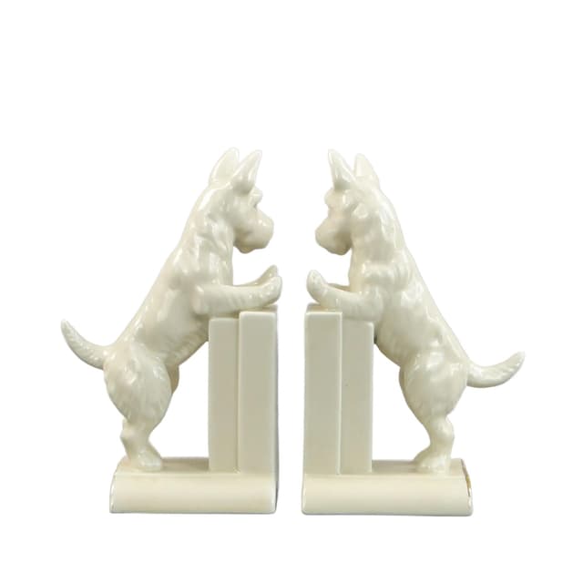 Para podpórek do książek Art déco, porcelana ivory white, Neu Tettau, Niemcy, lata 30. - WYMIARY