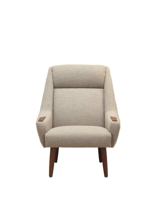 Fotel, beżowy boucle, teak, Dania, lata 60. - WYMIARY