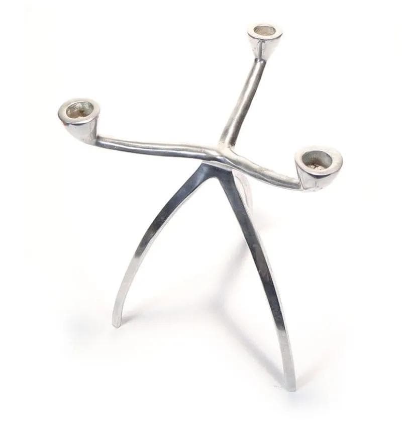 Świecznik Alu, aluminium srebrny, proj. M. Hilton, Wielka Brytania, lata 80. - 31721