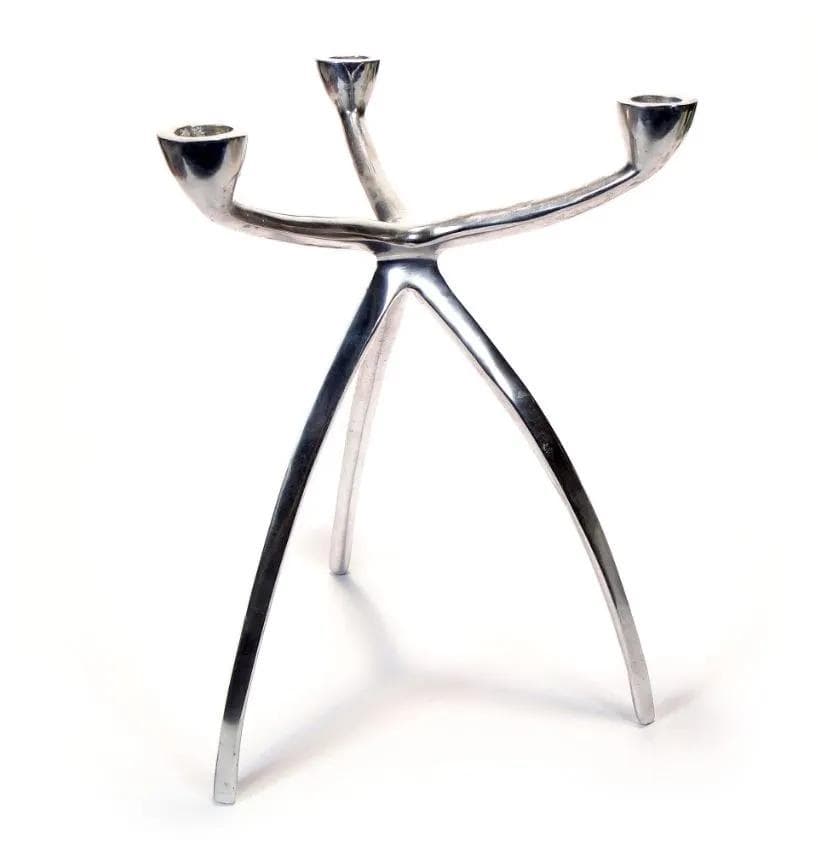 Świecznik Alu, aluminium srebrny, proj. M. Hilton, Wielka Brytania, lata 80. - 31718