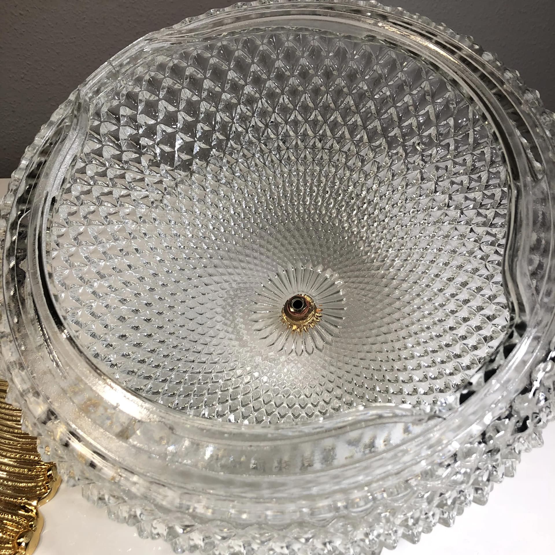 Plafon, złoty, mosiądz szkło, Glashutte Limburg, Niemcy, lata 80. - 31924