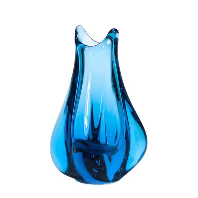 Wazon, szkło błękitny, proj. J. Beranek, Skrdlovice, Czechosłowacja, lata 60. - WYMIARY