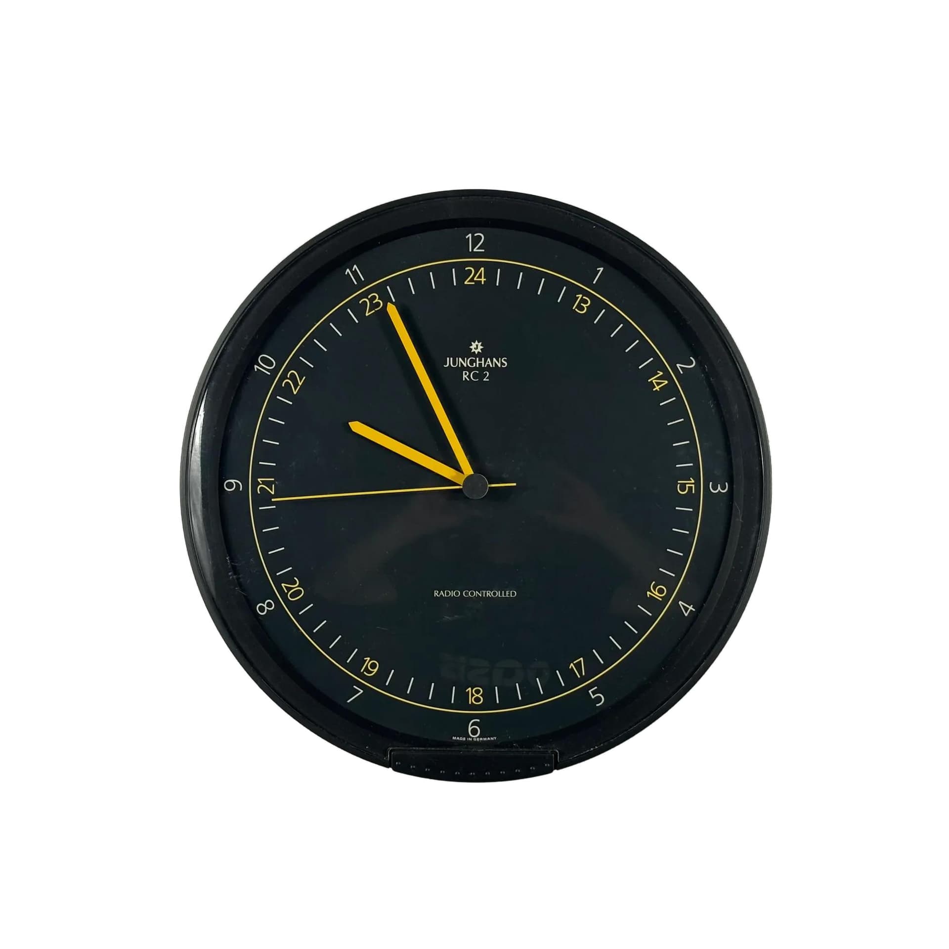Zegar ścienny RC2, czarny, plastik, Junghans, Niemcy, lata 80.