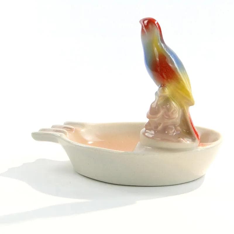 Popielniczka z figurką ptaka, multicolor, porcelit, Chodzież, Polska, lata 60. - 31929