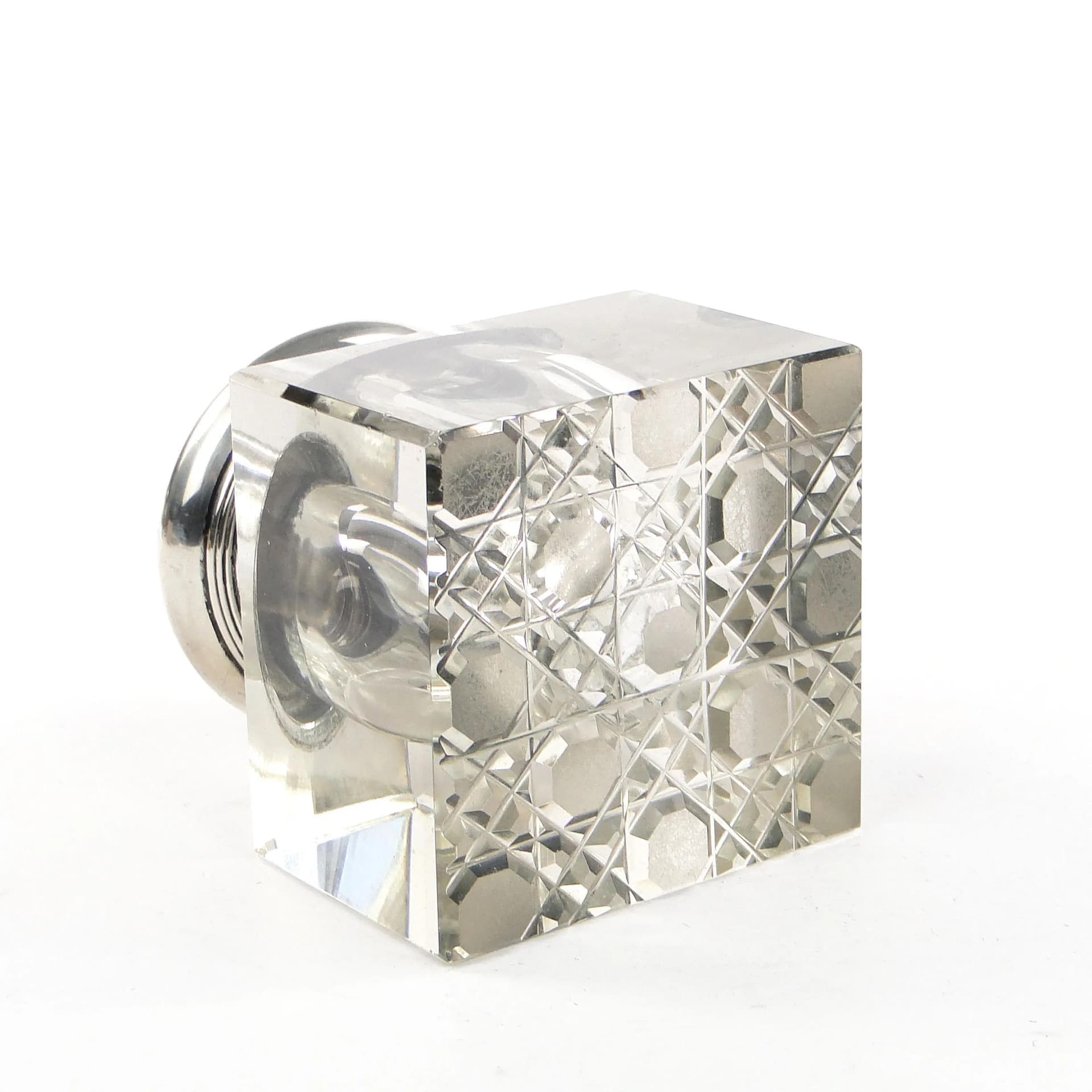 Desk inkwell, transparent crystal, silver, Germany, 19th c. - 32140