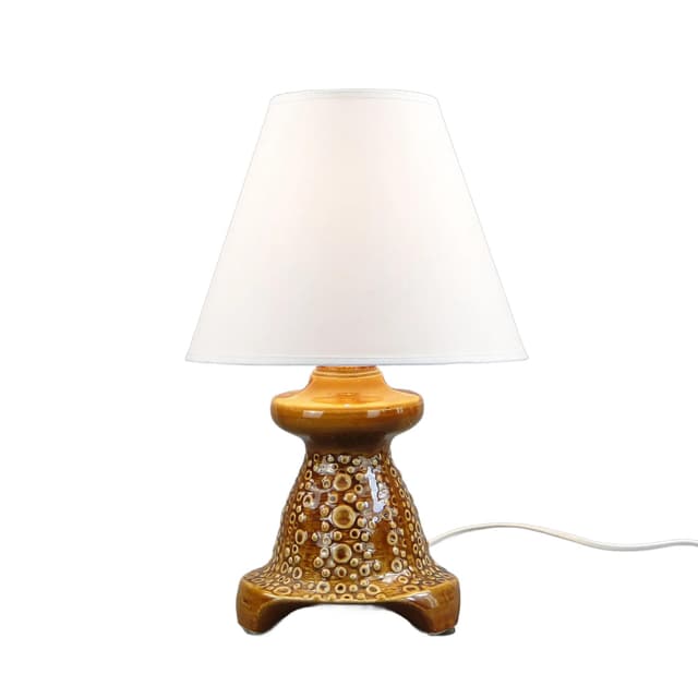 Lampa stołowa, ceramika brąz ciemny, proj. A. Sadulski, Polska, lata 70. - WYMIARY