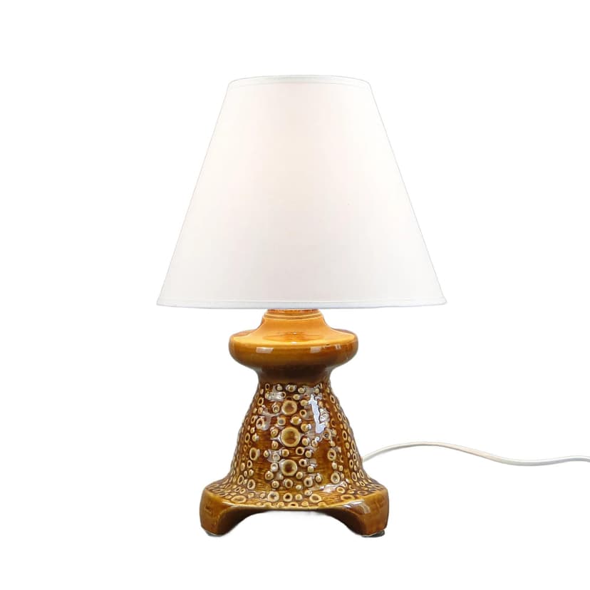 Lampa stołowa, ceramika brąz ciemny, proj. A. Sadulski, Polska, lata 70.