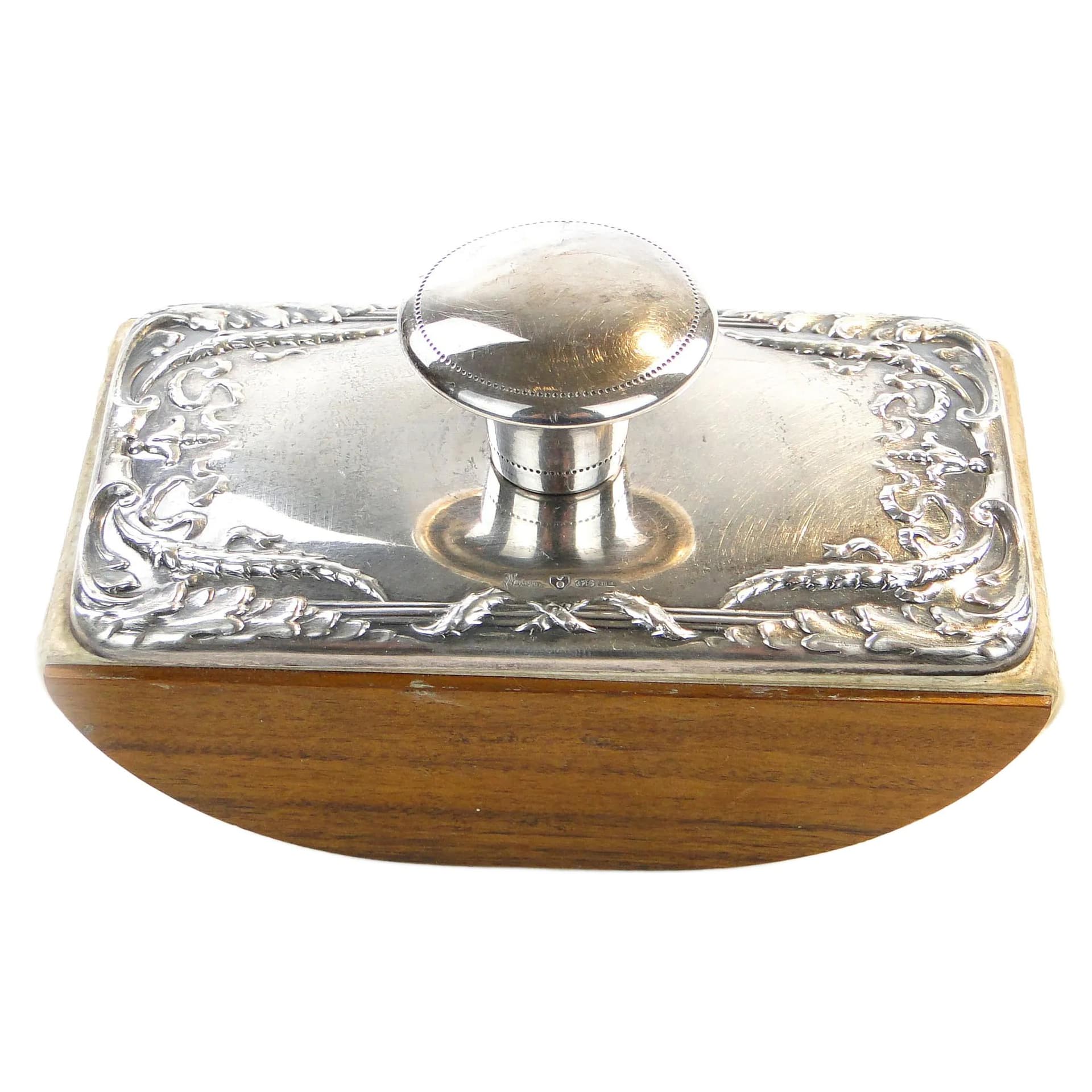 Bibularz z girlandami, mahoń brązowy ciemny, srebro, Włochy, lata 50.