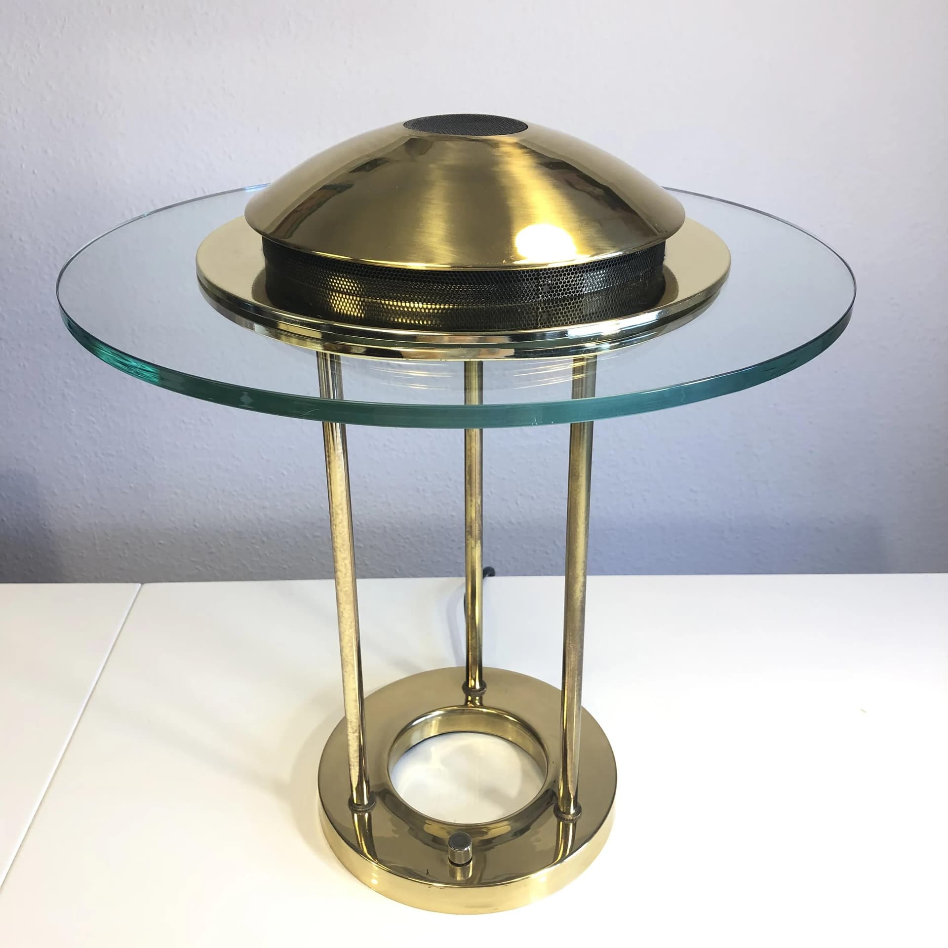 Desk lamp, golden brass, glass, Germany, 1980s - 32272