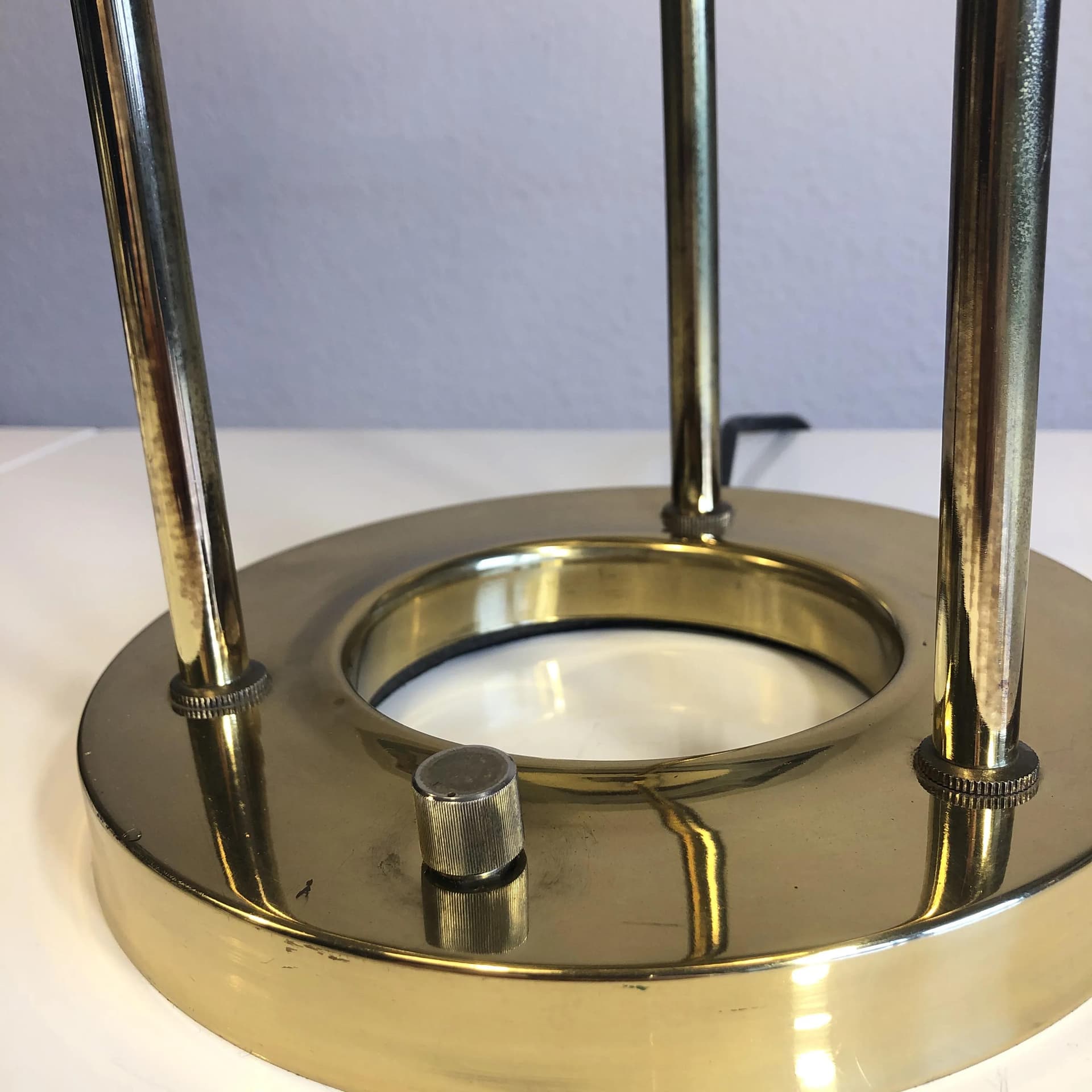 Desk lamp, golden brass, glass, Germany, 1980s - 32276