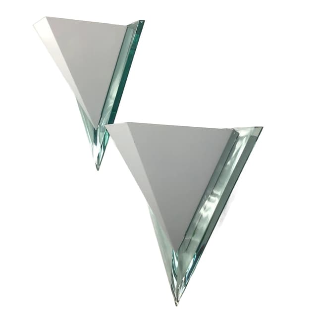 Para kinkietów, postmodernizm, stal biała, akryl transparentny, Niemcy, lata 90. - WYMIARY