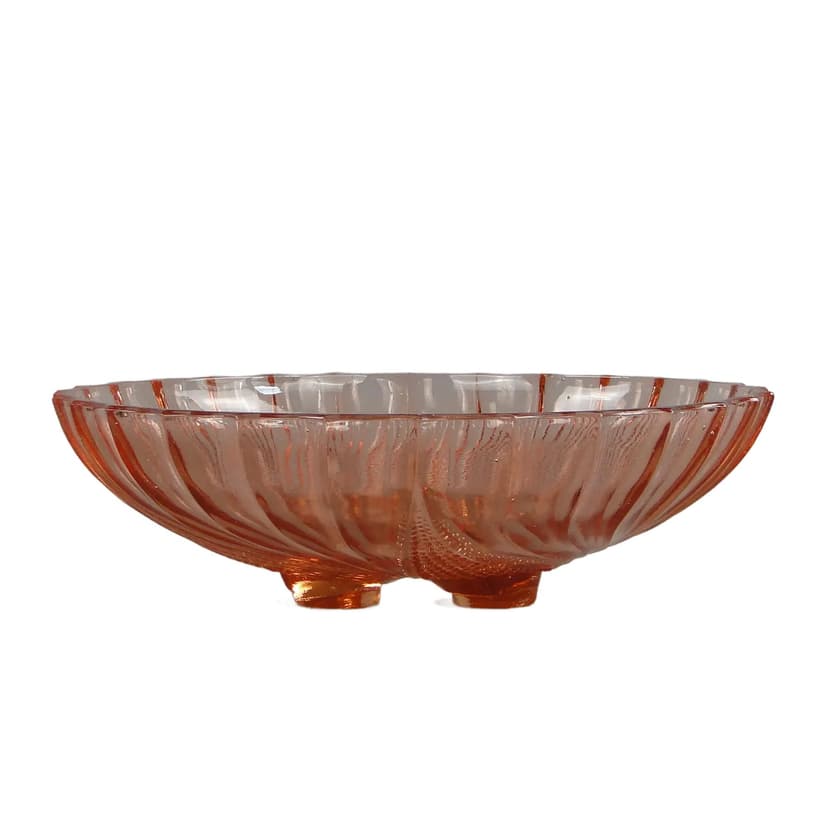 Misa dekoracyjna Art déco, szkło transparentne, Val Lambert, Belgia, lata 30.