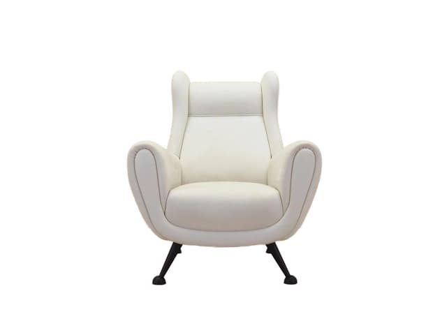 Postmodern Armchair, white natural leather, black metal, Italy, 1980s. - DIMENSION