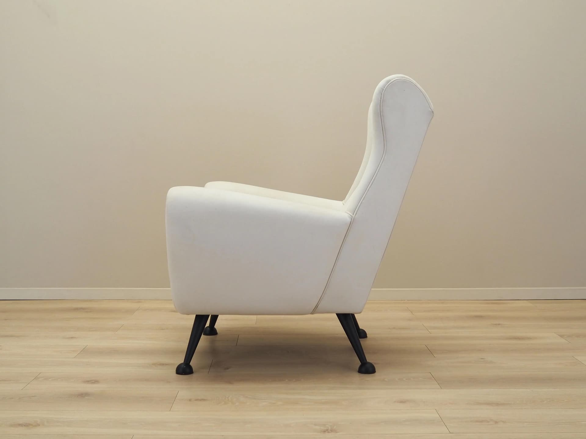 Postmodern Armchair, white natural leather, black metal, Italy, 1980s. - 32146