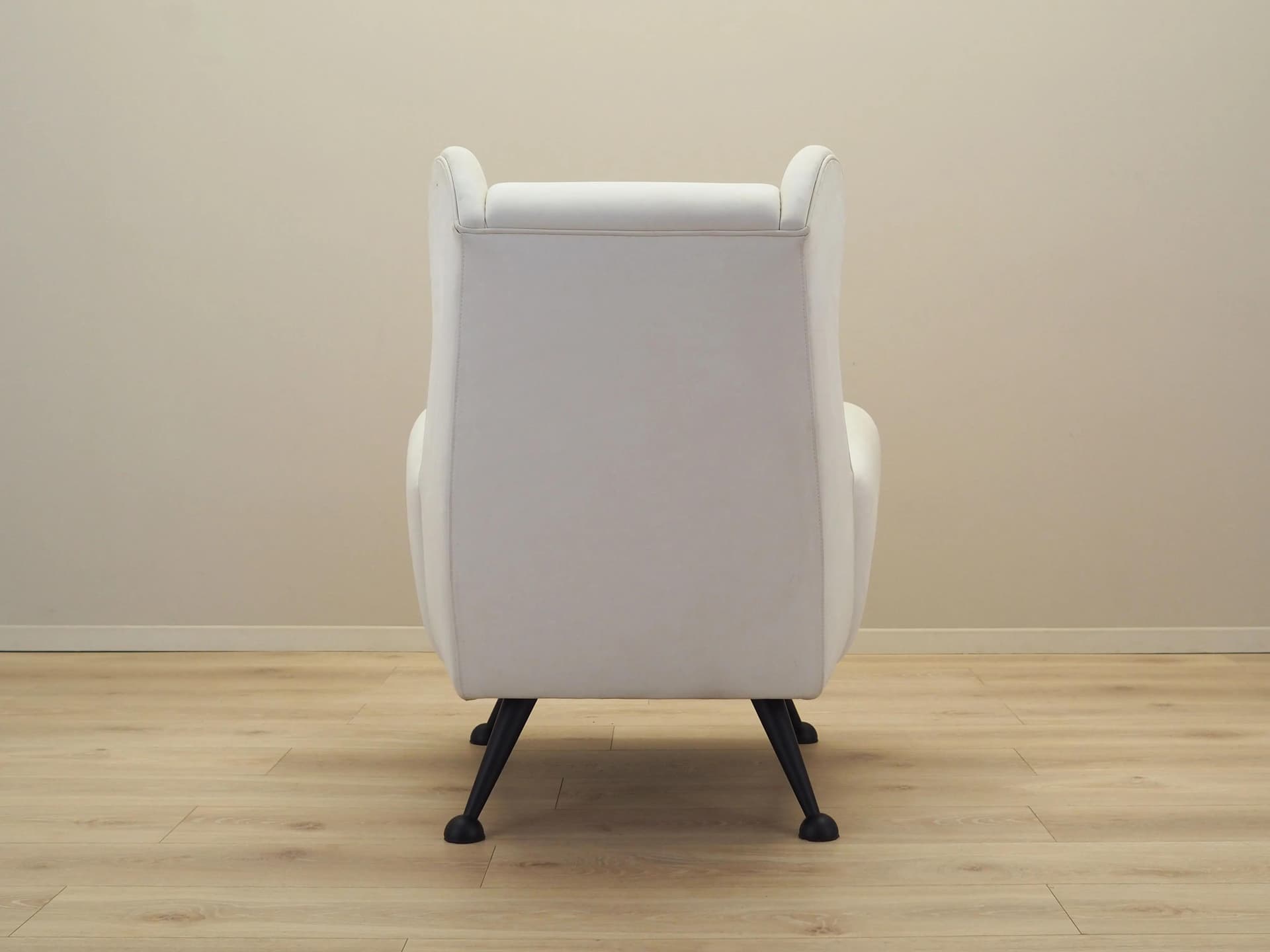 Postmodern Armchair, white natural leather, black metal, Italy, 1980s. - 32148