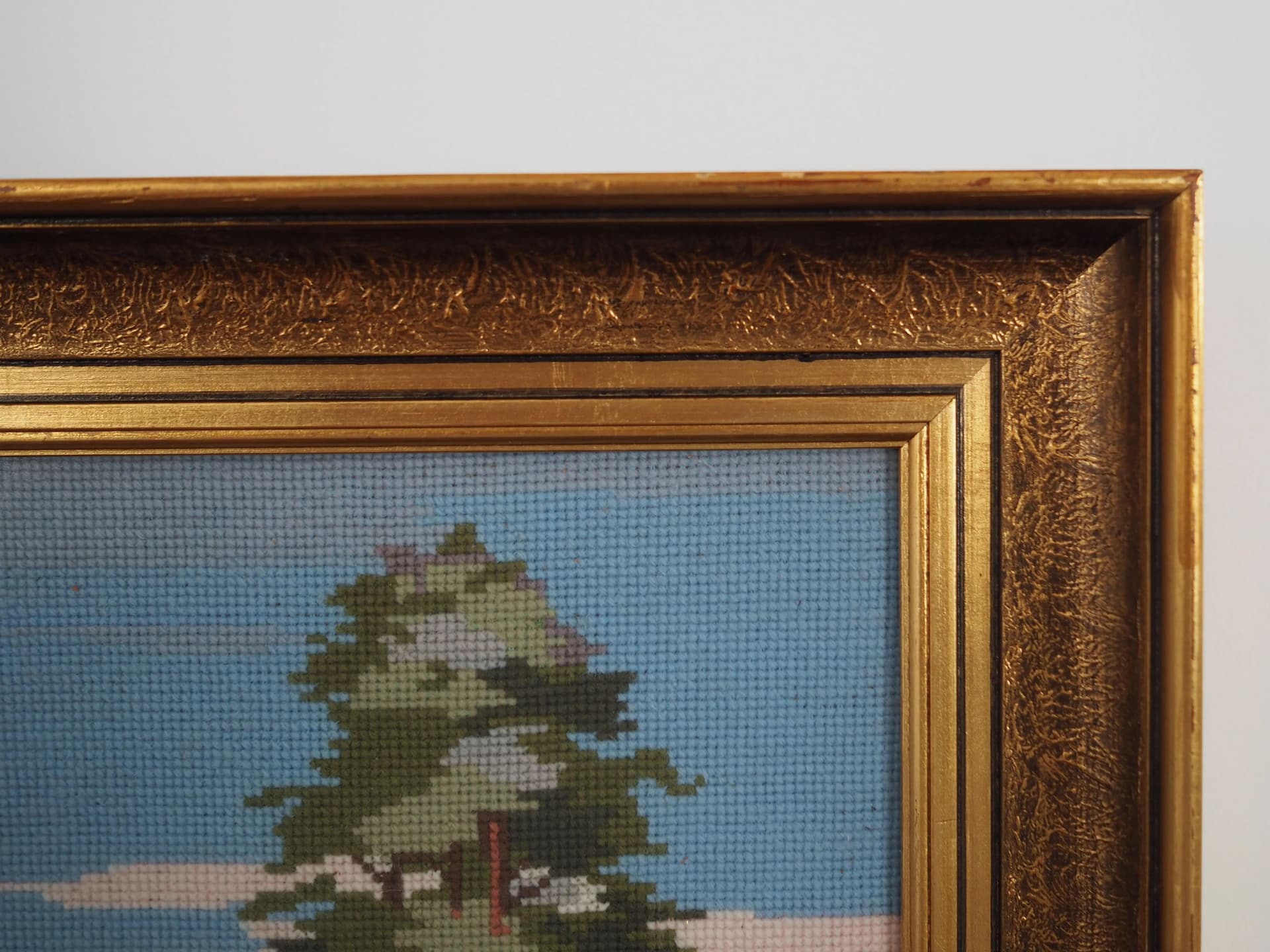 Obraz folkowy, multikolor, drewno, Skandynawia, lata 70. - 32387