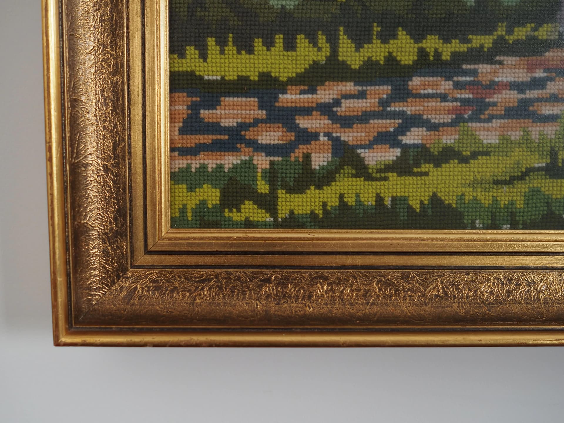 Obraz folkowy, multikolor, drewno, Skandynawia, lata 70. - 32391