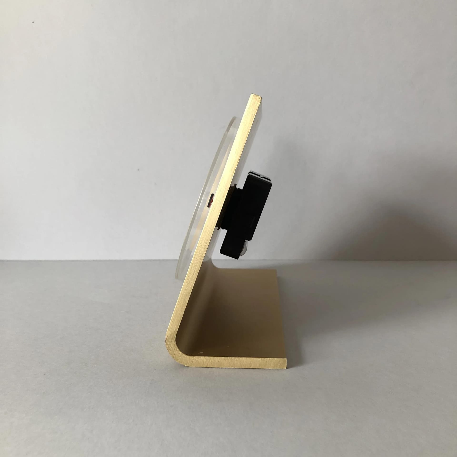 Zegar kominkowy, Kienzle Design, aluminium złoty, Niemcy, lata 80. - 32428