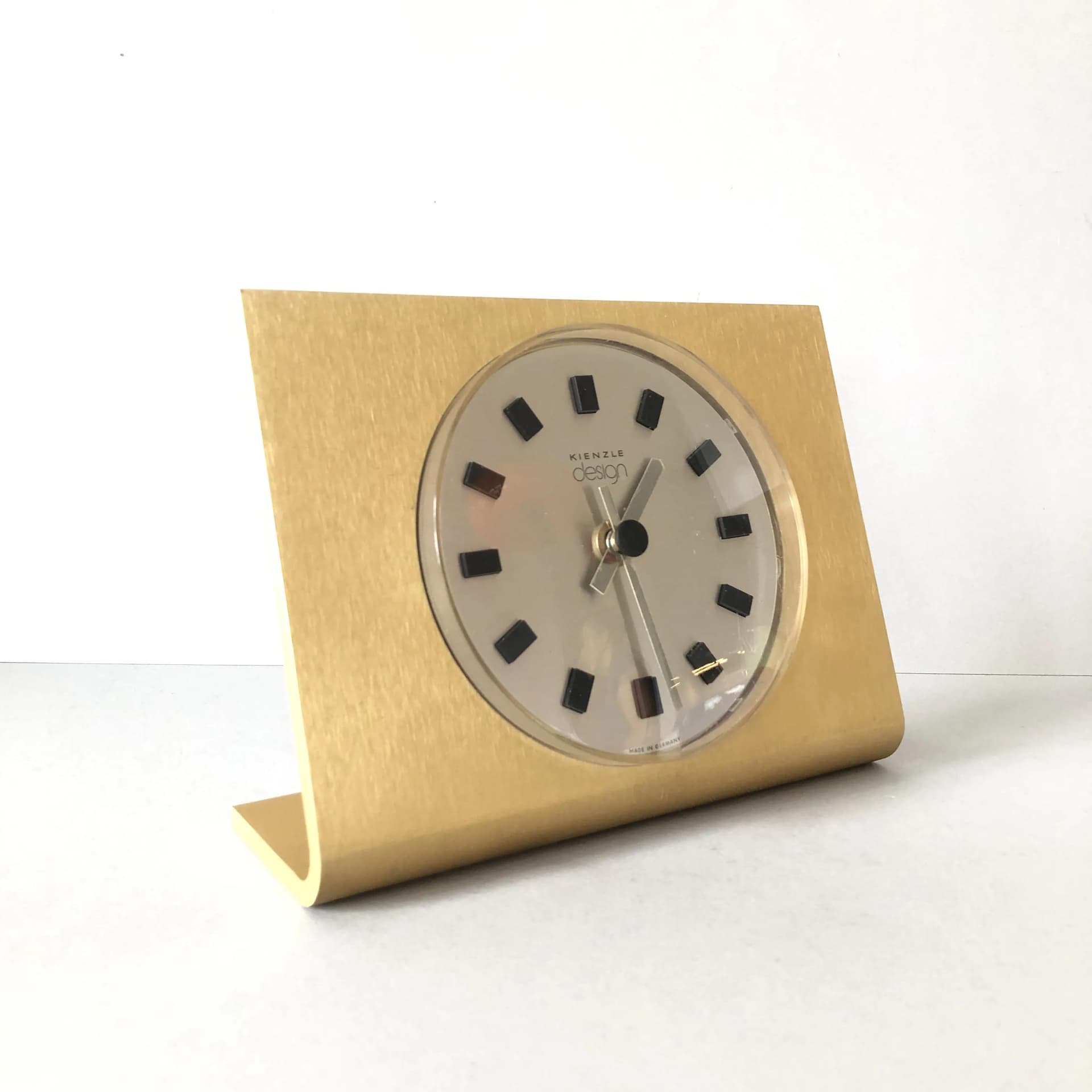 Zegar kominkowy, Kienzle Design, aluminium złoty, Niemcy, lata 80. - 32430