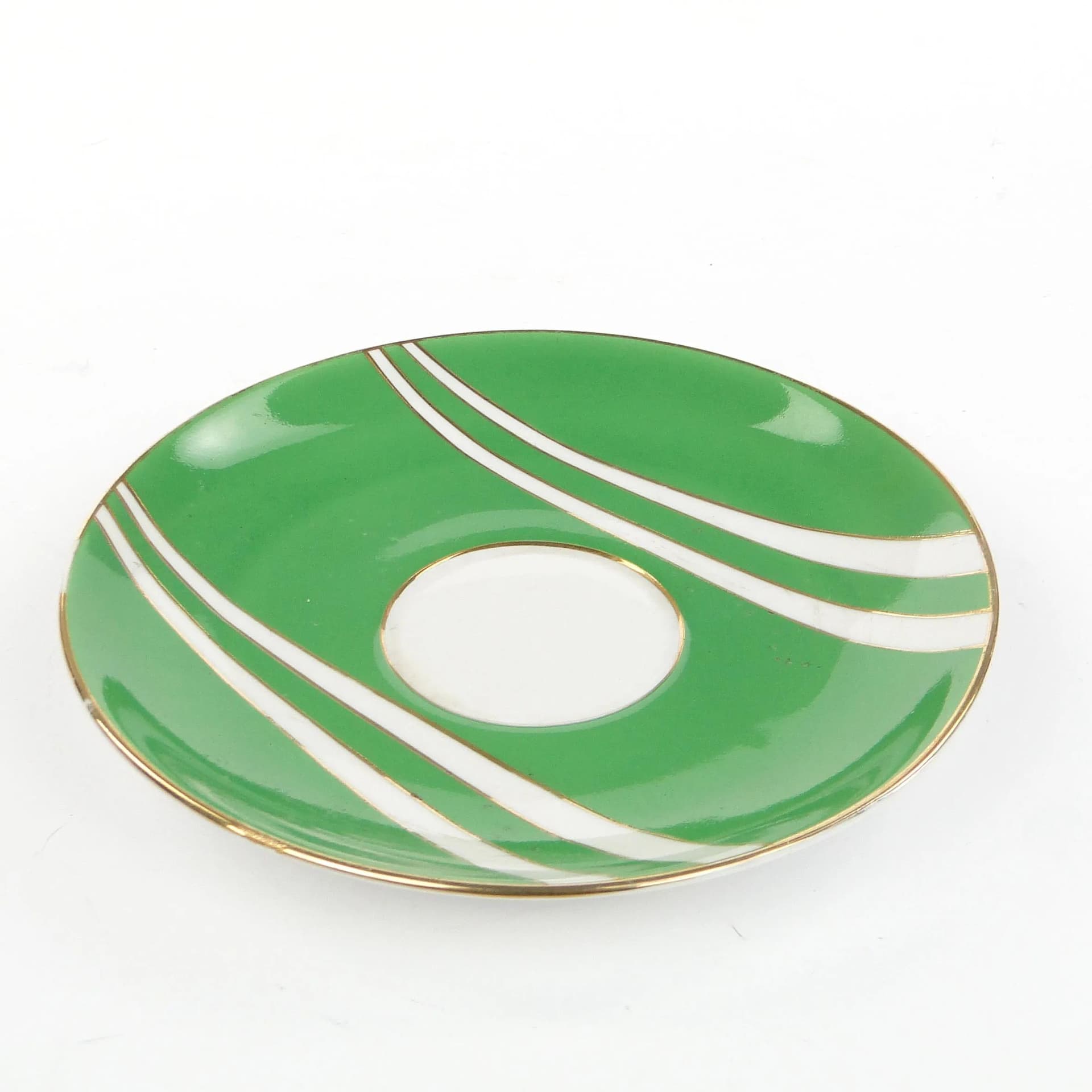 Zielony porcelanowy spodek Krokus, proj. W. Potacki dla Ćmielowa, Polska, lata 60. - 32521