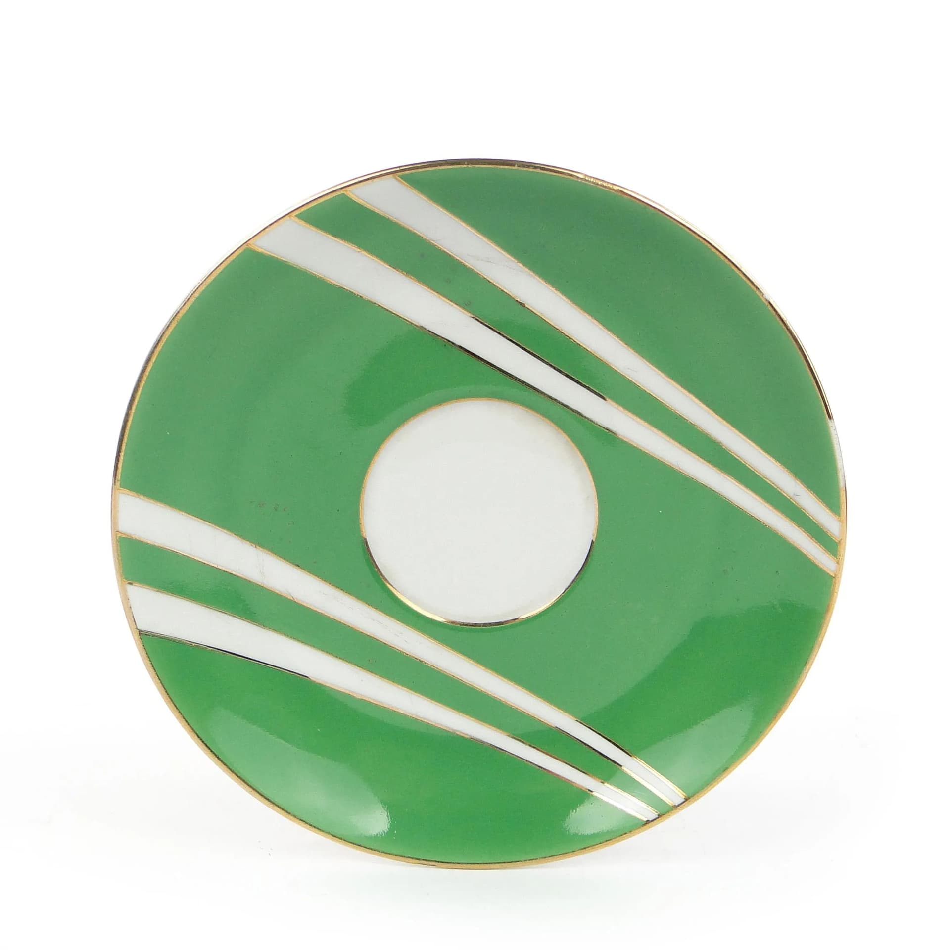 Zielony porcelanowy spodek Krokus, proj. W. Potacki dla Ćmielowa, Polska, lata 60. - 32518