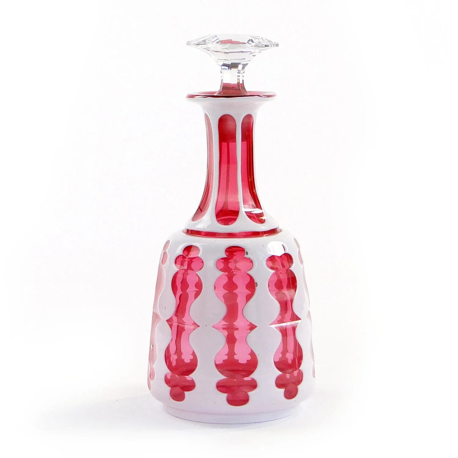 Decanter Biedermeier, pink and white, crystal, Austria, 19th c. - 32508