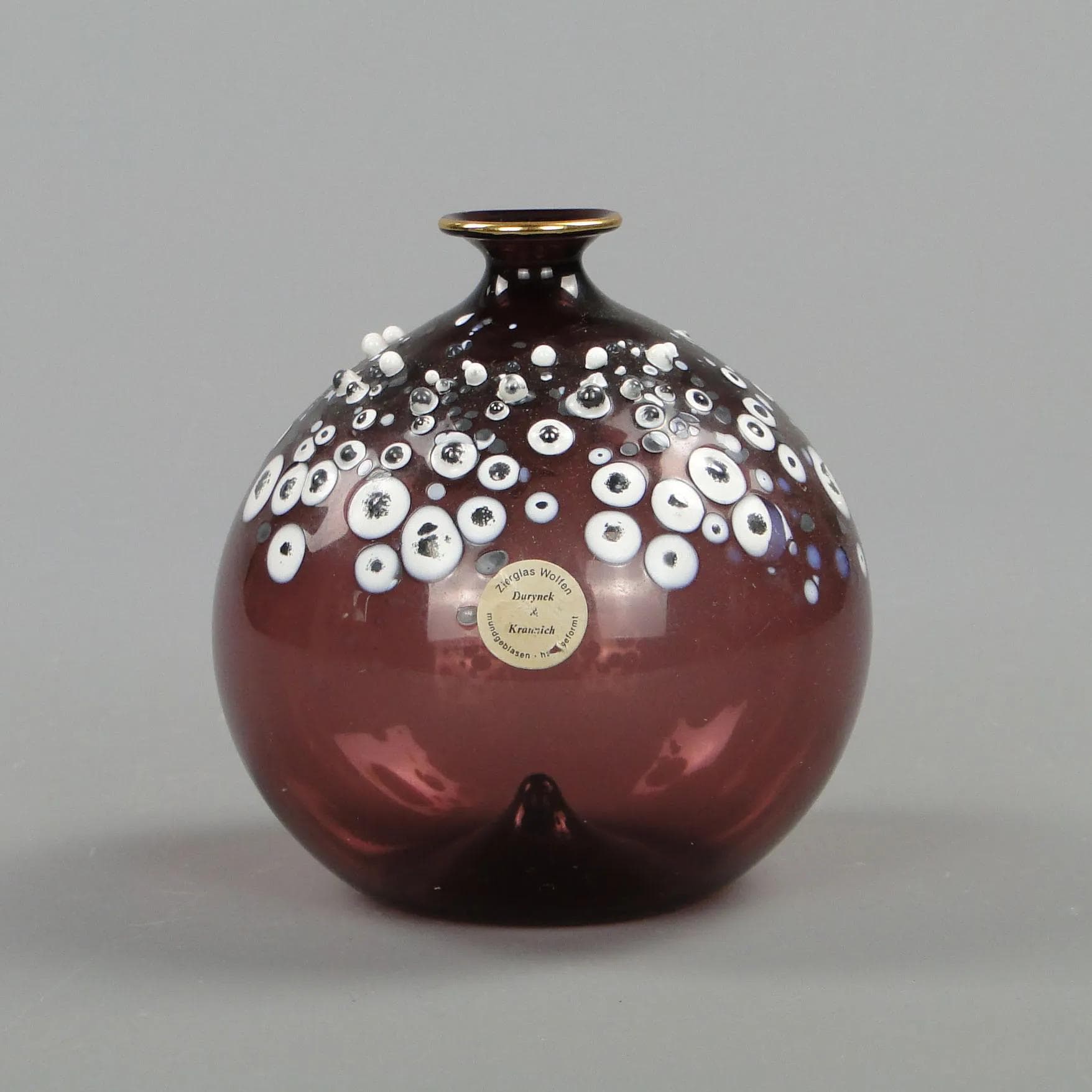 Wazon pop art, szkło maroon, Durynek & Krannich, Niemcy, lata 60. - 32500