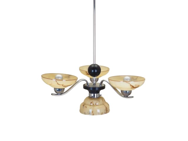 Żyrandol, mid-century modern, beżowy, szkło, metal, Dania, lata 70. - WYMIARY