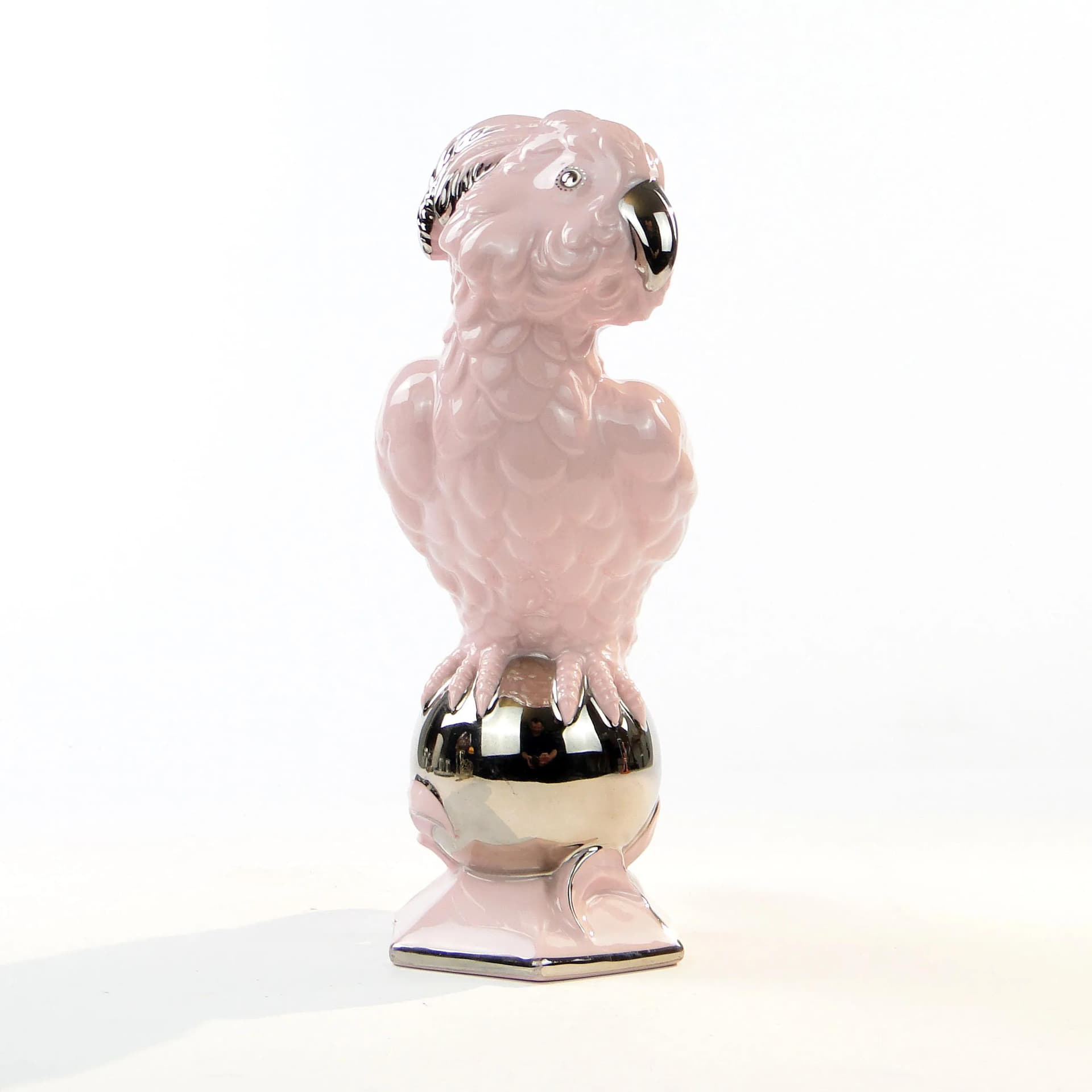 Figura papugi Art Deco, różowa porcelana, Schlaggenwald, Czechy, lata 20. - 32476