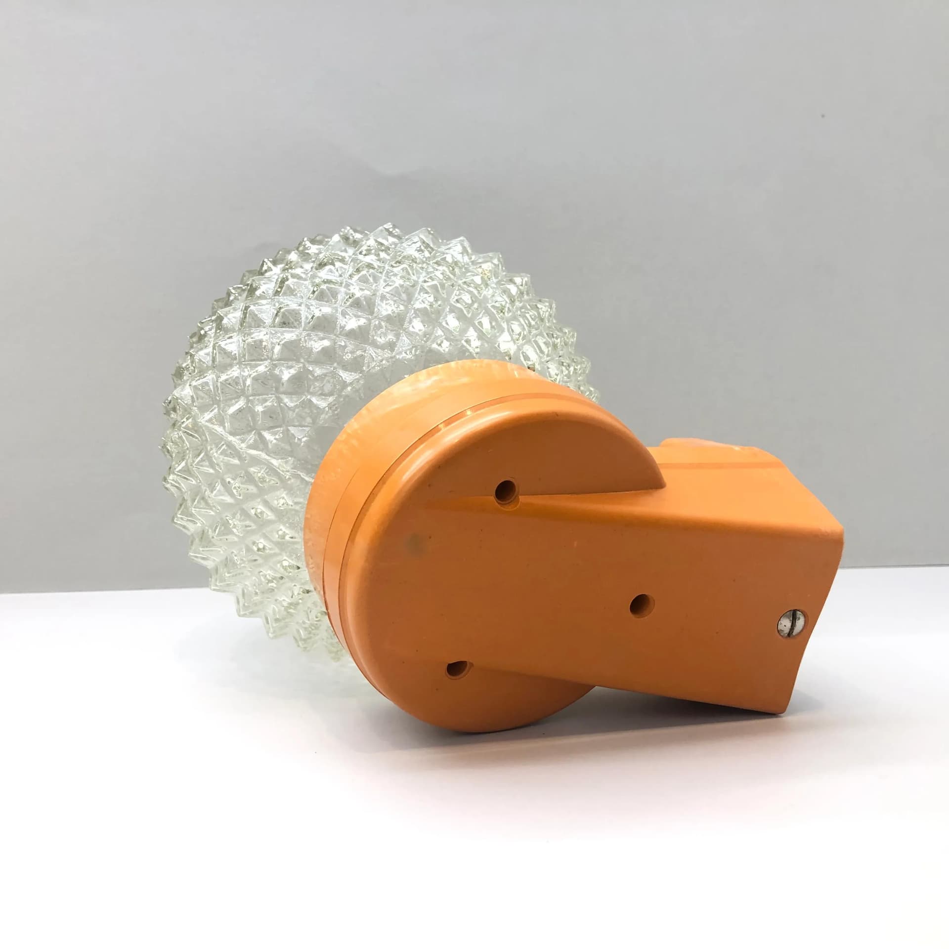 Wall Sconce Space Age, orange plastic, clear glass, Polam, Poland, 1970s - 32803