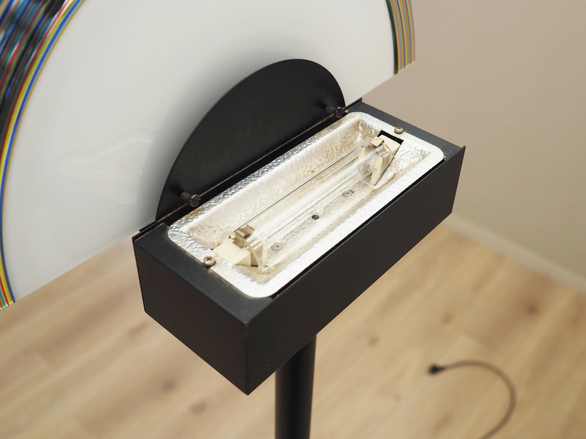 Floor lamp, black, metal, glass, Italy, 1970s - 32726