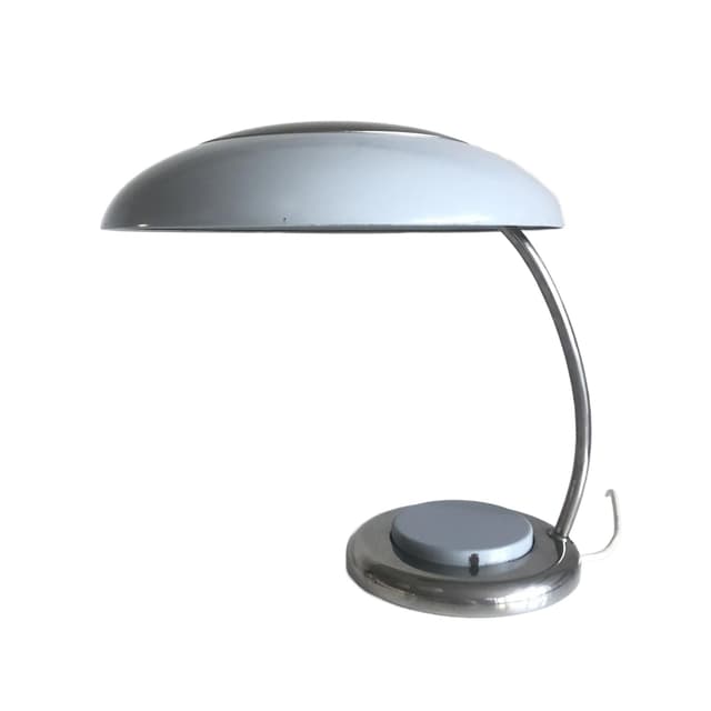 Industrial Desk Lamp, grey, chromed and enameled steel, Germany, 1970s - DIMENSION