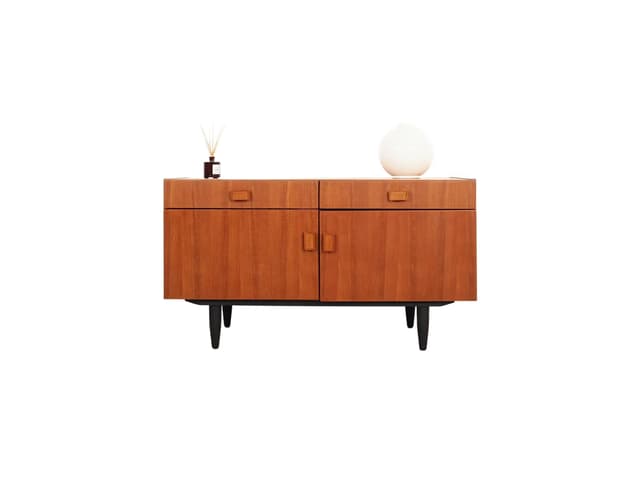 Szafka, teak pomarańczowy, Denka, Dania, lata 70. - WYMIARY